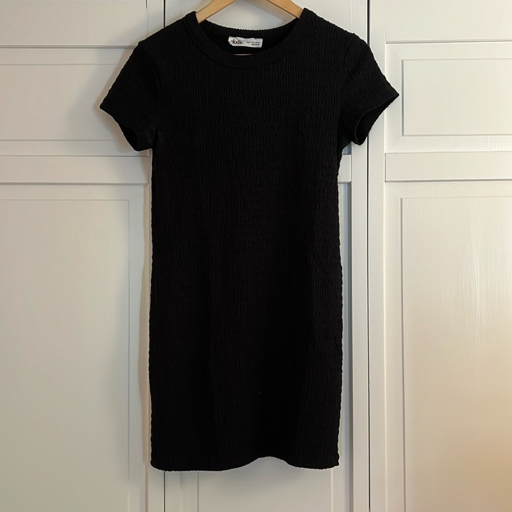 Elodie Textured Short Sleeve Dress, black